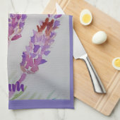 ラベンダーフラワーパープルウォーター色とビーティートウ キッチンタオル (四つ折り)