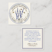 ラベンダーフラワービーズハチミツアイボリーダッシュ縁ど スクエア名刺 (正面/裏面)