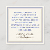 ラベンダーフラワービーズハチミツアイボリーダッシュ縁ど スクエア名刺 (裏面)