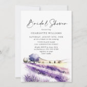 ラベンダーフラワーフィールドブライダルシャワーQRコード 招待状 (正面)