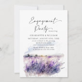 ラベンダーフラワーフィールド婚約パーティQRコード 招待状 (正面)