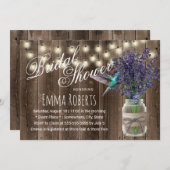 ラベンダーフラワー素朴&ハミングバードブライダルシャワー 招待状 (正面/裏面)