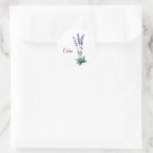 ラベンダーフラワー落ち着きステッカー ラウンドシール (バッグ)