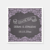 ラベンダーフレームとチョーク結婚ボードありがとう スタンダードカクテルナプキン (正面)