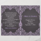 ラベンダーフレーム、黒板折りウェディングプログラム (正面)