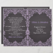 ラベンダーフレーム、黒板折りウェディングプログラム (正面/裏面)