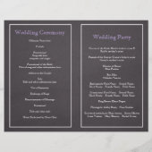 ラベンダーフレーム、黒板折りウェディングプログラム (裏面)