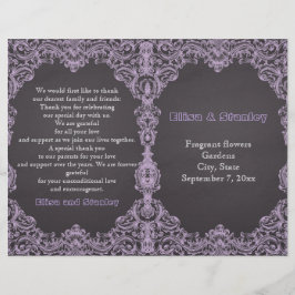 ラベンダーフレーム、黒板折りウェディングプログラム