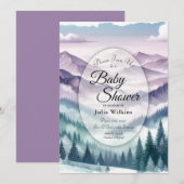 ラベンダーフロストザアルパインミストベビーシャワー 招待状 (正面/裏面)