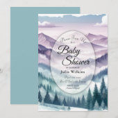 ラベンダーフロストザアルパインミストベビーシャワー 招待状 (正面/裏面)