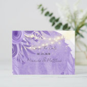 ラベンダーフローラの光の文字列Dateカードを保存 サンキューカード (スタンド正面)