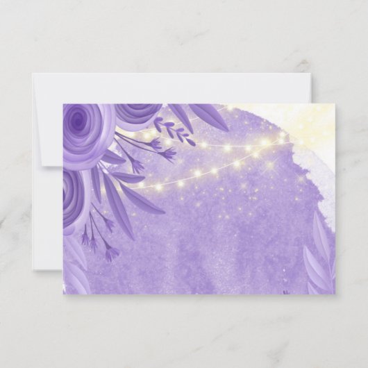 ラベンダーフローラの光の文字列Dateカードを保存 サンキューカード (裏面)