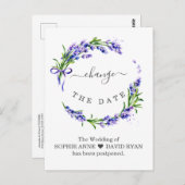 ラベンダーフローラの延期結婚日の変更 ポストカード (正面/裏面)