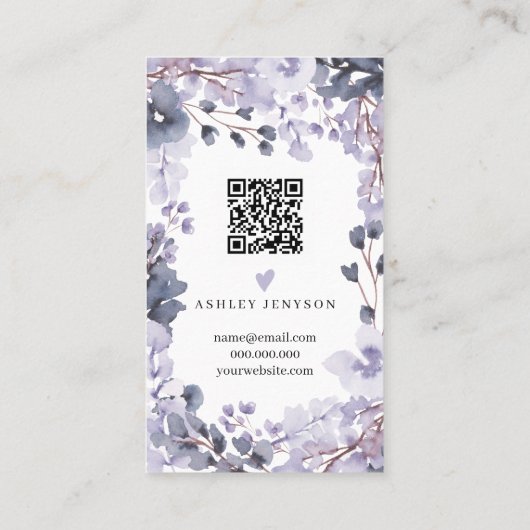 ラベンダーフローラの水の色の確認の感謝してい順序あなた 名刺 (裏面)