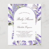 ラベンダーフローラの赤ちゃんシャワー予算の招待 チラシ (正面)