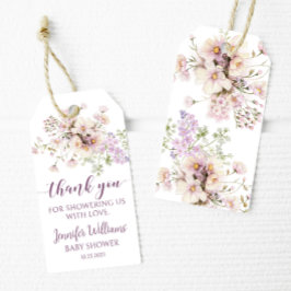 ラベンダーフローラの赤ちゃん女の子のシャワー感謝していユーラベル ギフトタグ