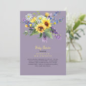 ラベンダーフローラひまわり一人用ベビーシャワー 招待状 (スタンド正面)