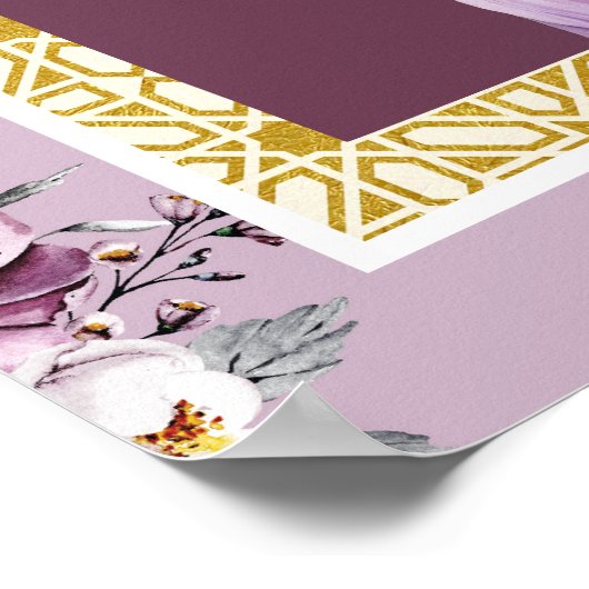 ラベンダーフローラアナンド結婚カラジの歓迎サイン ポスター (角)