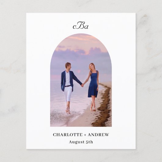 ラベンダーフローラアーチ写真モノグラム結婚バジェット (裏面)