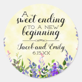 ラベンダーフローライエロー結婚式の引き出物封筒 ラウンドシール