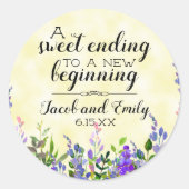 ラベンダーフローライエロー結婚式の引き出物封筒 ラウンドシール (正面)