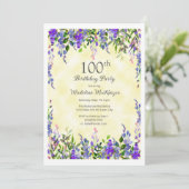 ラベンダーフローライエロー100th誕生日パーティー 招待状 (スタンド正面)