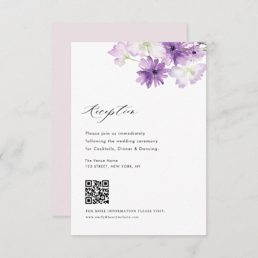 ラベンダーフローラウェディングレセプションカード 出欠カード (正面/裏面)