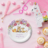 ラベンダーフローラウッドランド動物ベビーシャワー ペーパープレート (パーティー)