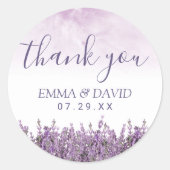 ラベンダーフローラエレガントな結婚式ありがとう ラウンドシール (正面)