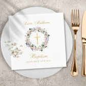 ラベンダーフローラガーランド金ゴールドバプテスマ《キリスト教》洗礼式や命名式 スタンダードカクテルナプキン