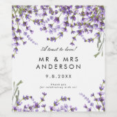 ラベンダーフローラグリーンリーウェディングパーティーボトル ワインラベル (シングルラベル)