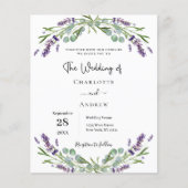 ラベンダーフローラグリーン予算結婚式招待状 (正面)