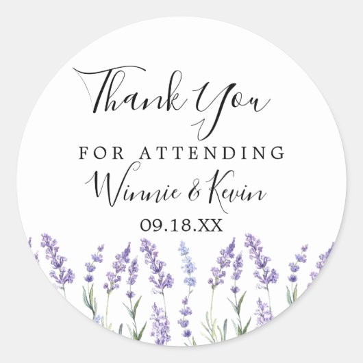 ラベンダーフローラサンキューステッカー ラウンドシール (正面)