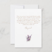 ラベンダーフローラシャンパンシャワーメッセージサンキュー サンキューカード (裏面)