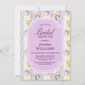 ラベンダーフローラストライプのブライダルシャワー 招待状 (正面)