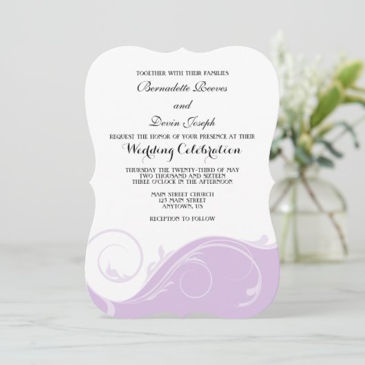 ラベンダーフローラスワールブラケットウェディング招待状 招待状 (スタンド正面)