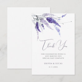 ラベンダーフローラダスティパープルワイルドフラワー結婚ズ サンキューカード
