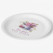 ラベンダーフローラティーカップベビーティーパーティーベビーシャワー ペーパープレート (アングル)