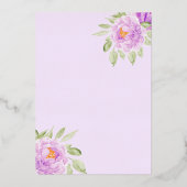 ラベンダーフローラドレスバタフライキンセアニェラ金ゴールド 箔招待状 (裏面)