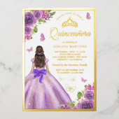 ラベンダーフローラドレスバタフライキンセアニェラ金ゴールド 箔招待状 (正面)