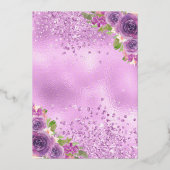 ラベンダーフローラドレスバタフライキンセアニェラ金ゴールド 箔招待状 (裏面)