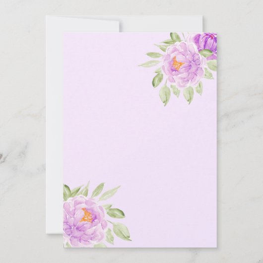 ラベンダーフローラドレスバタフライ金ゴールドキンセアニェラ 招待状 (裏面)