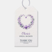 ラベンダーフローラハートサンキューブライダルシャワー ギフトタグ (正面)