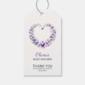ラベンダーフローラハートサンキューベイビーシャワー ギフトタグ (正面)