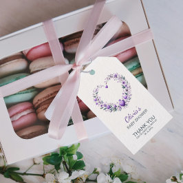 ラベンダーフローラハートサンキューベイビーシャワー ギフトタグ