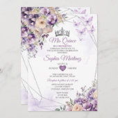 ラベンダーフローラバタフライパープルミンス 招待状 (正面/裏面)