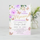 ラベンダーフローラバタフライベビーシャワースペインのイン 招待状 (スタンド正面)