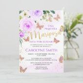 ラベンダーフローラバタフライベビーシャワー招待状ガール 招待状 (スタンド正面)