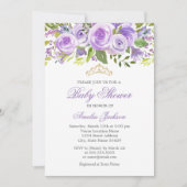 ラベンダーフローラバラガールベビーシャワー 招待状 (正面)