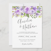 ラベンダーフローラバラ結婚式招待状 招待状 (正面)